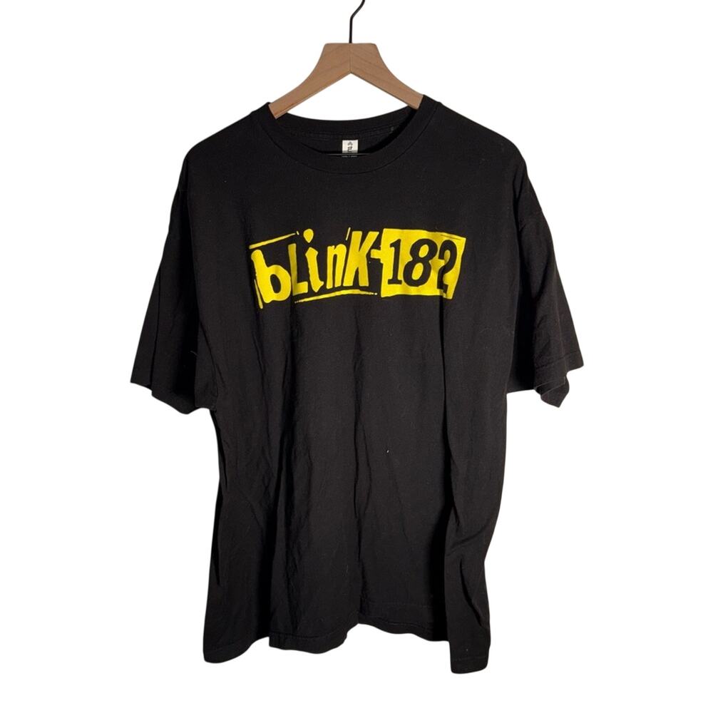 BLINK 182 oversized band cotton Tultex Black Tee with Yellow Graphic Accents XXL